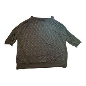 Chico’s Travelers Black Cold Shoulder Mini Silver Stud Dot 3/4 Sleeve 3 Size XL